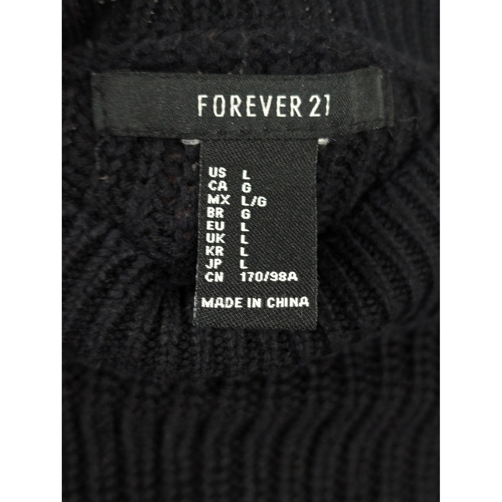 Y2K Whimsigoth Shaker Knit Boxy Crop Sweater Size L Black Grunge Baddie Side Tie - Picture 5 of 8